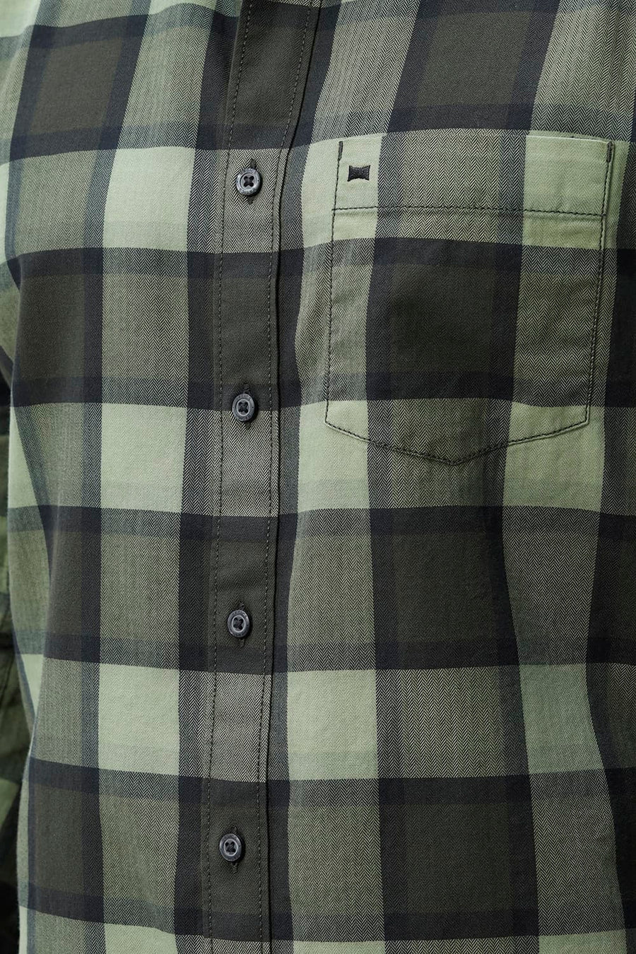 BASICS SLIM FIT  COTTON HERRING BONE CHECKS SHIRT