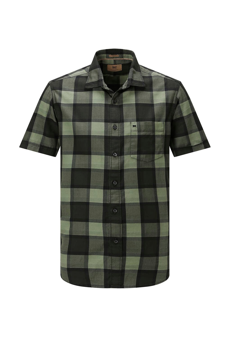 BASICS SLIM FIT  COTTON HERRING BONE CHECKS HALFSLEEVES SHIRT