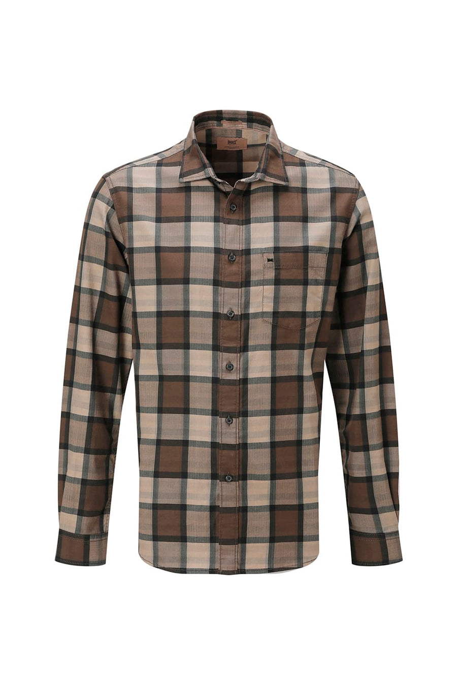 BASICS SLIM FIT  COTTON HERRING BONE CHECKS SHIRT