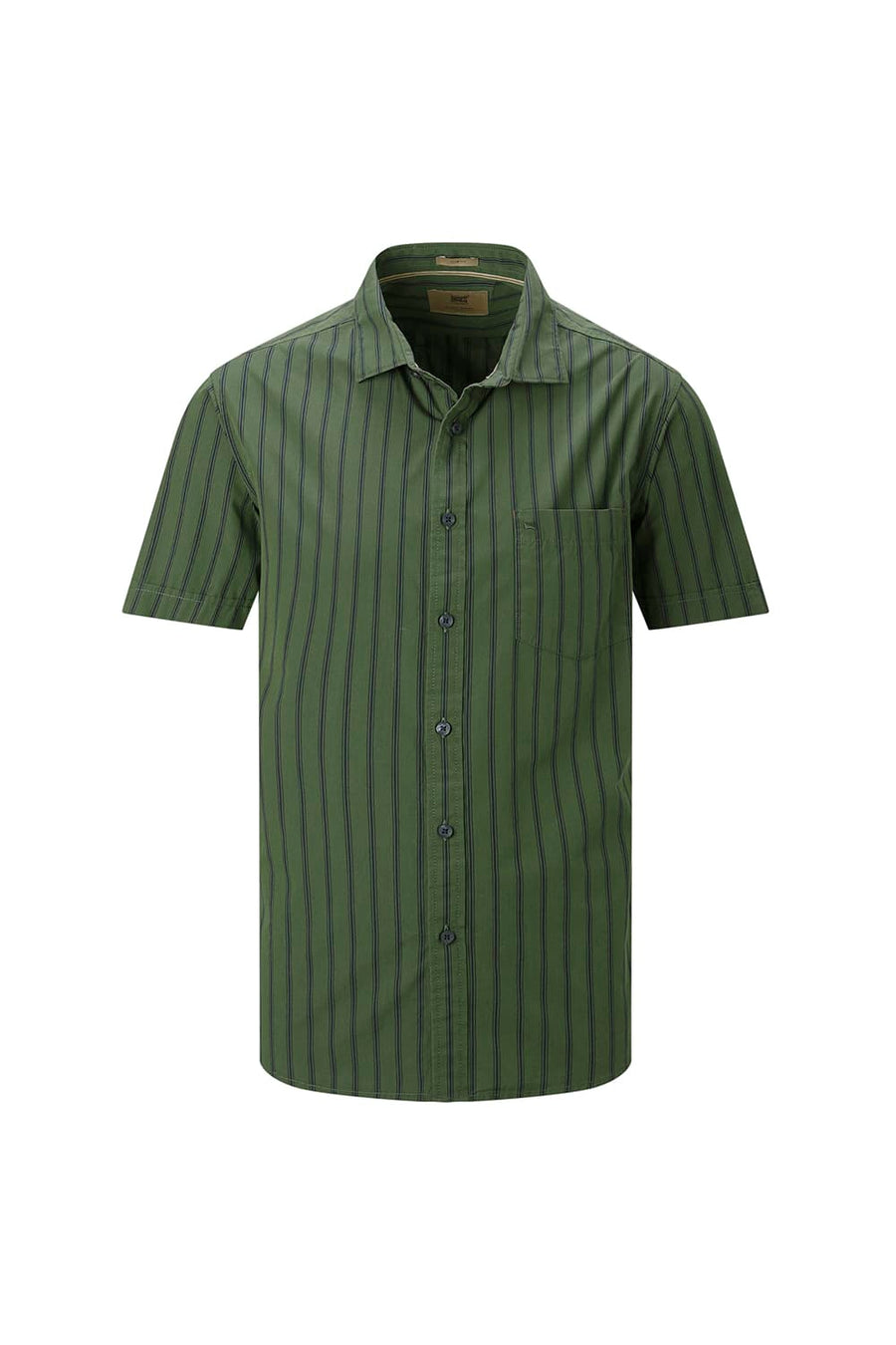 BASICS SLIM FIT GREEN CLOVER COTTON PLAIN STRIPES HALFSLEEVES SHIRT
