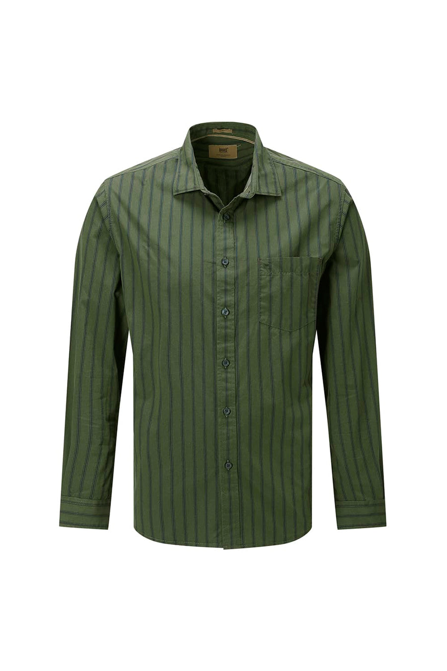 BASICS SLIM FIT GREEN CLOVER COTTON PLAIN STRIPES SHIRT