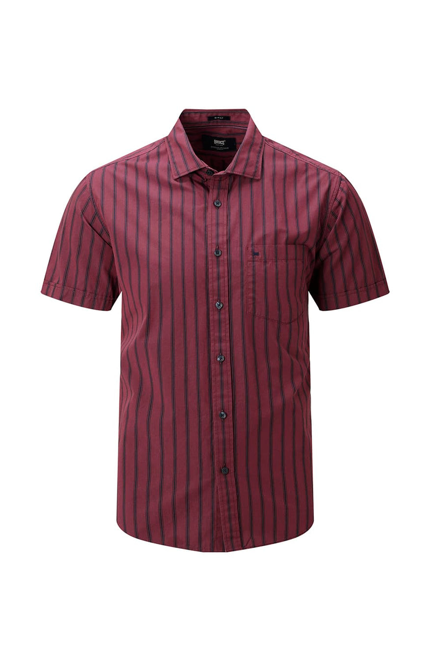 BASICS SLIM FIT RUBY MAROON COTTON PLAIN STRIPES HALFSLEEVES SHIRT