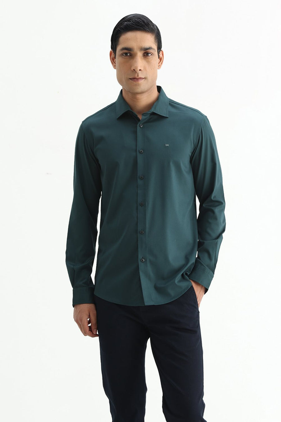 BASICS SLIM FIT  BAMBOO POLYESTER STRETCH SHIRT