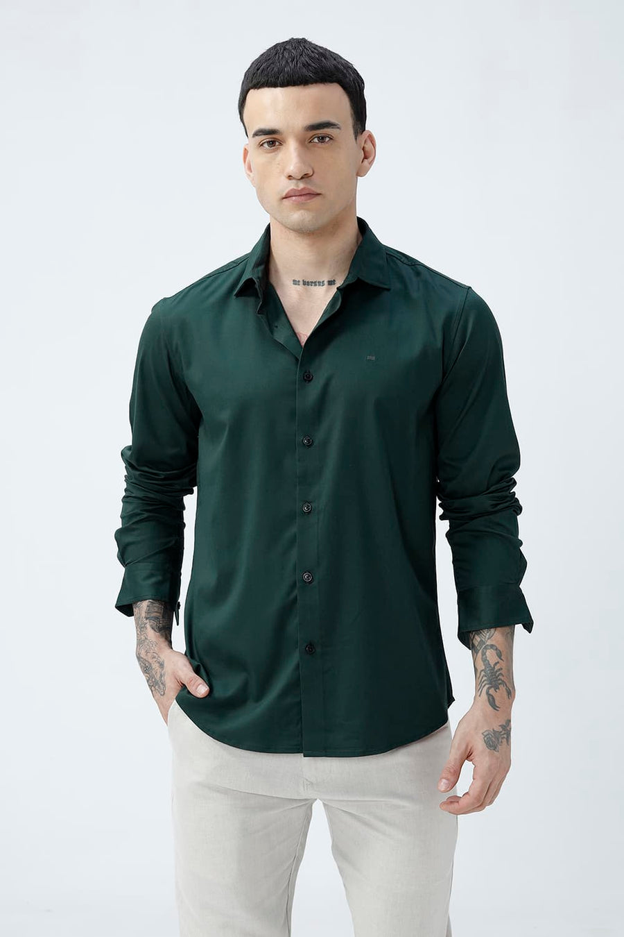 BASICS SLIM FIT  BAMBOO POLYESTER STRETCH SHIRT