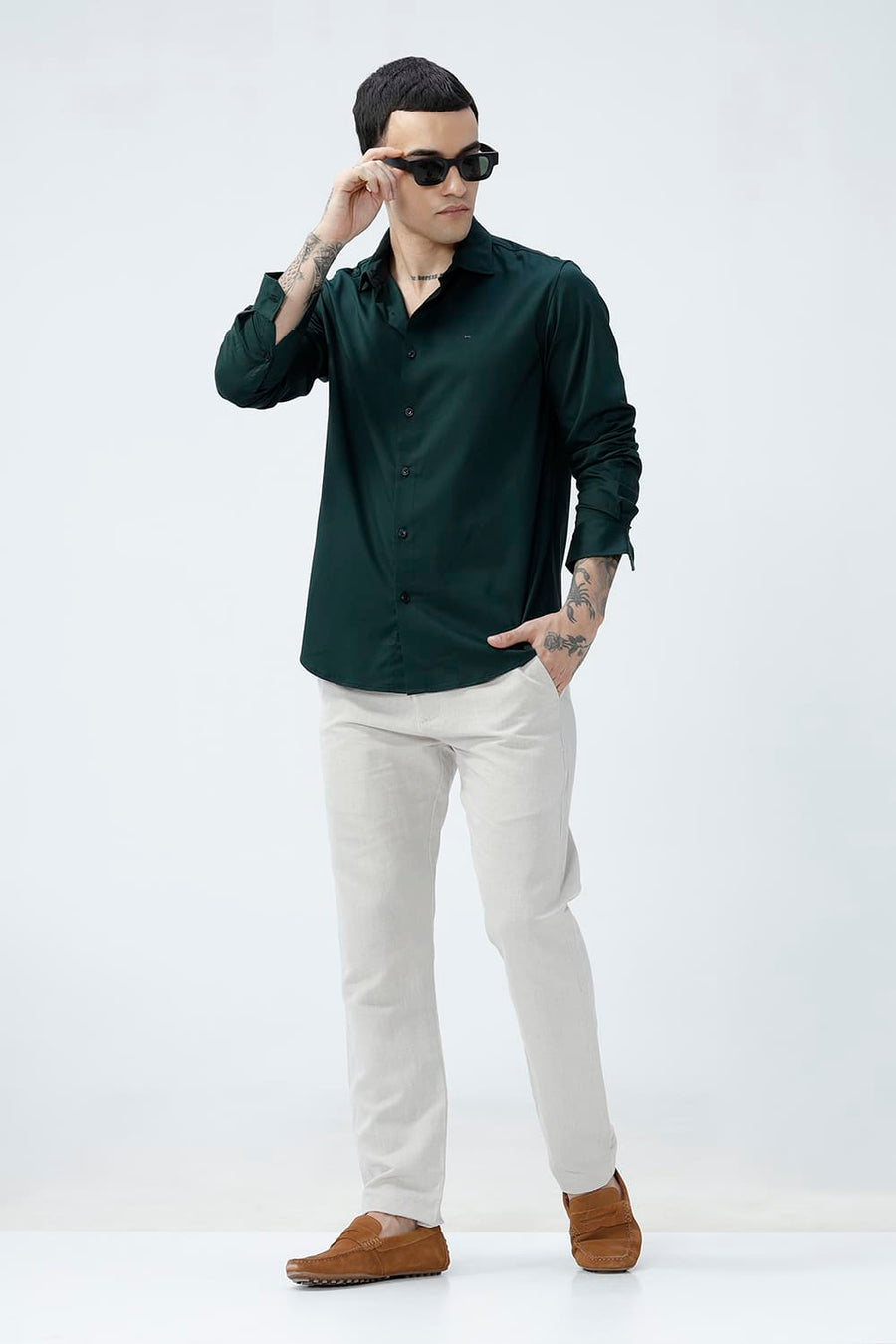 BASICS SLIM FIT  BAMBOO POLYESTER STRETCH SHIRT