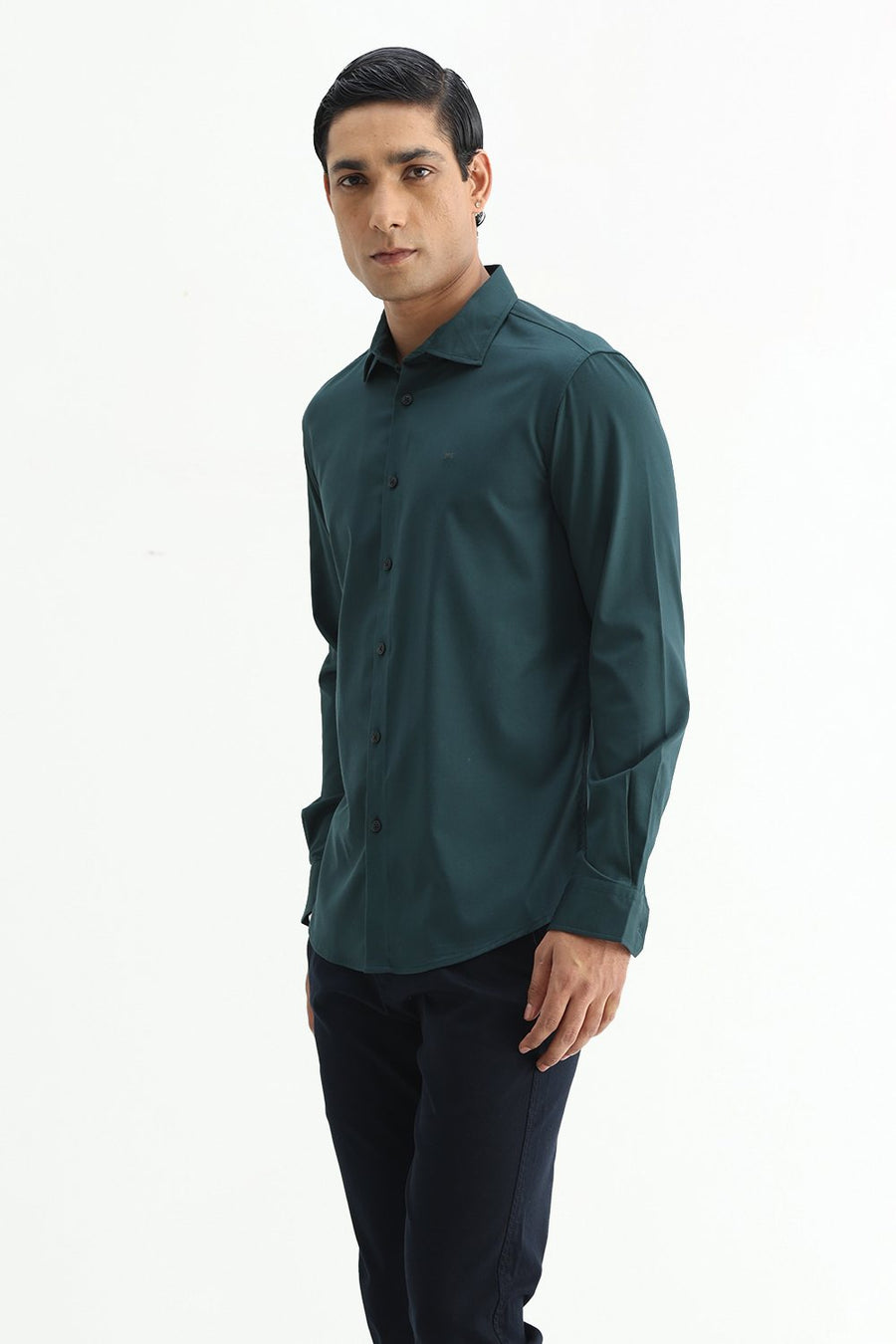 BASICS SLIM FIT  BAMBOO POLYESTER STRETCH SHIRT