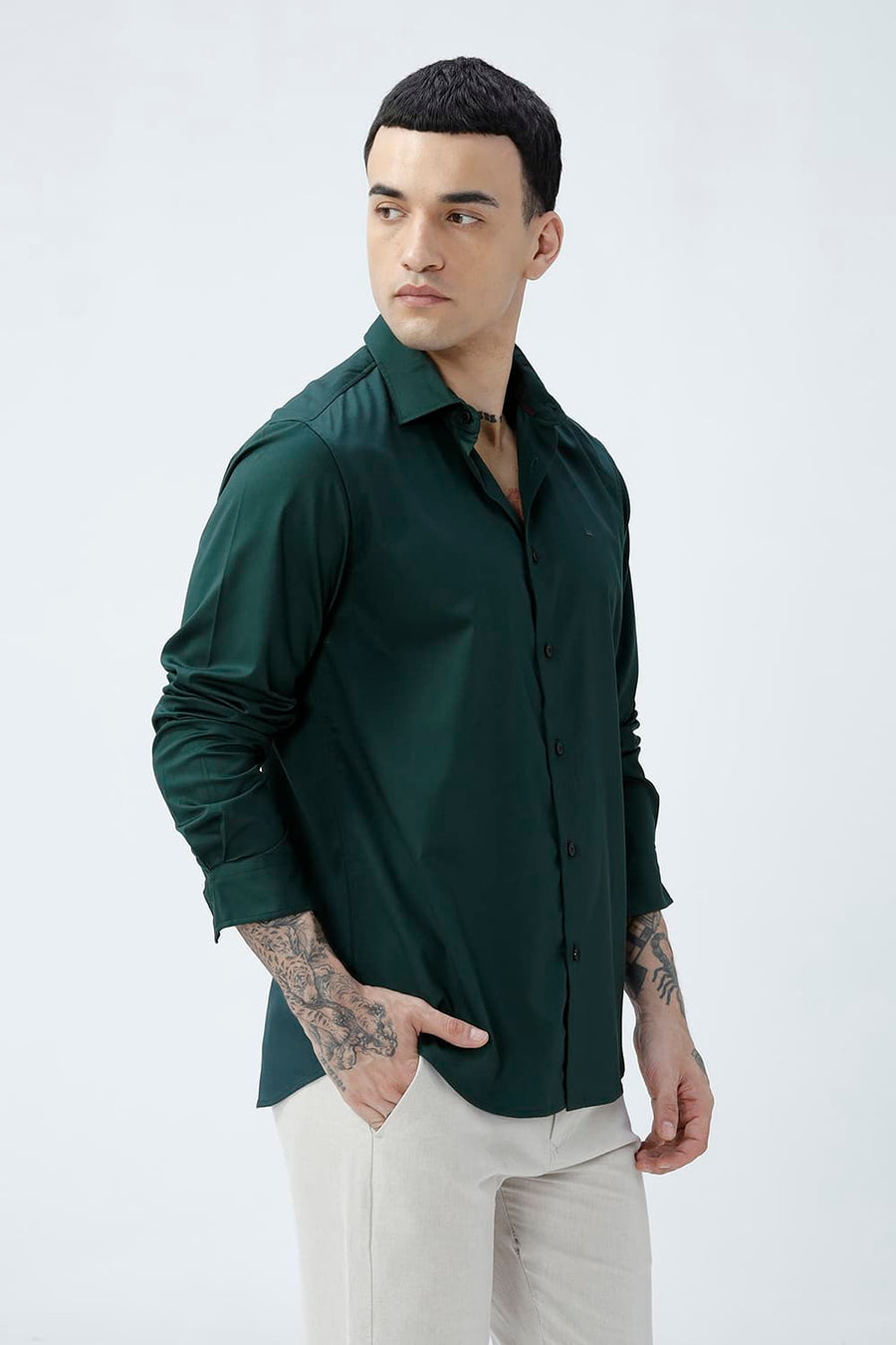 BASICS SLIM FIT  BAMBOO POLYESTER STRETCH SHIRT