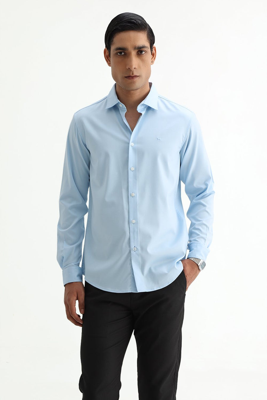 BASICS SLIM FIT  BAMBOO POLYESTER STRETCH SHIRT