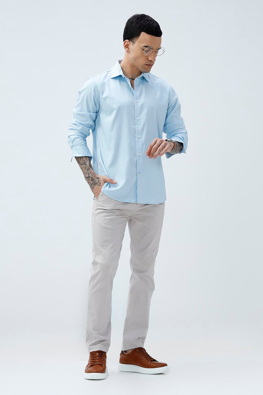 BASICS SLIM FIT  BAMBOO POLYESTER STRETCH SHIRT