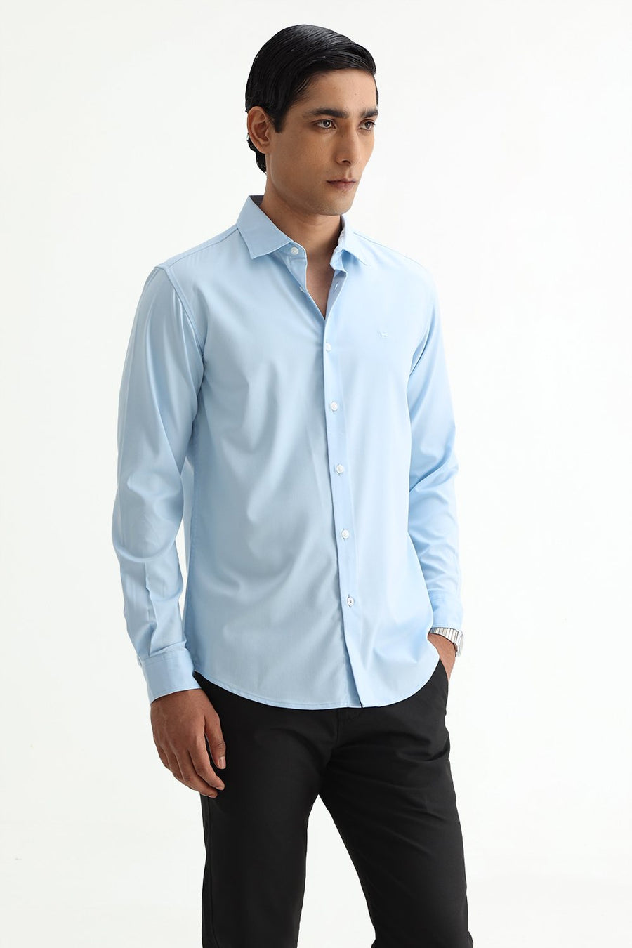 BASICS SLIM FIT  BAMBOO POLYESTER STRETCH SHIRT