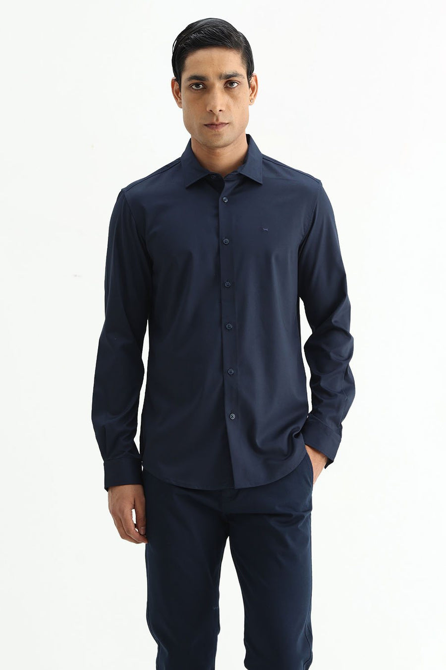 BASICS SLIM FIT  BAMBOO POLYESTER STRETCH SHIRT