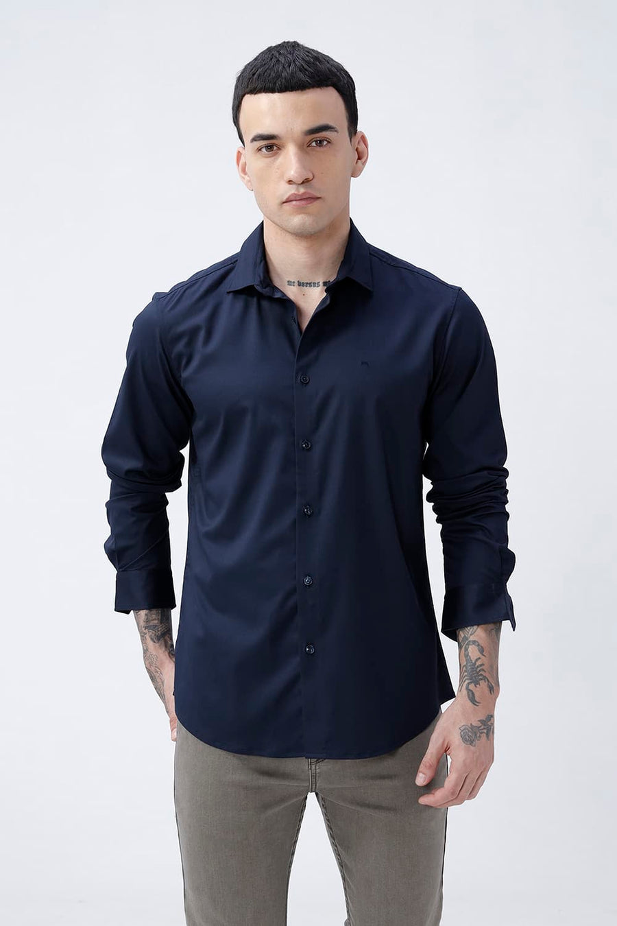 BASICS SLIM FIT  BAMBOO POLYESTER STRETCH SHIRT