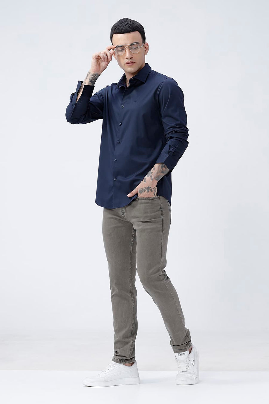 BASICS SLIM FIT  BAMBOO POLYESTER STRETCH SHIRT