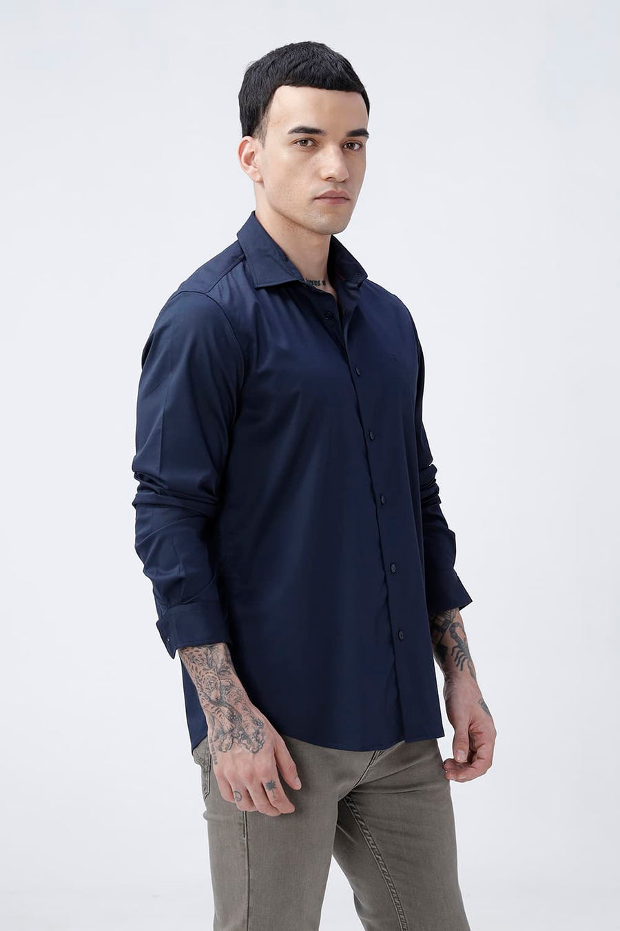 BASICS SLIM FIT  BAMBOO POLYESTER STRETCH SHIRT