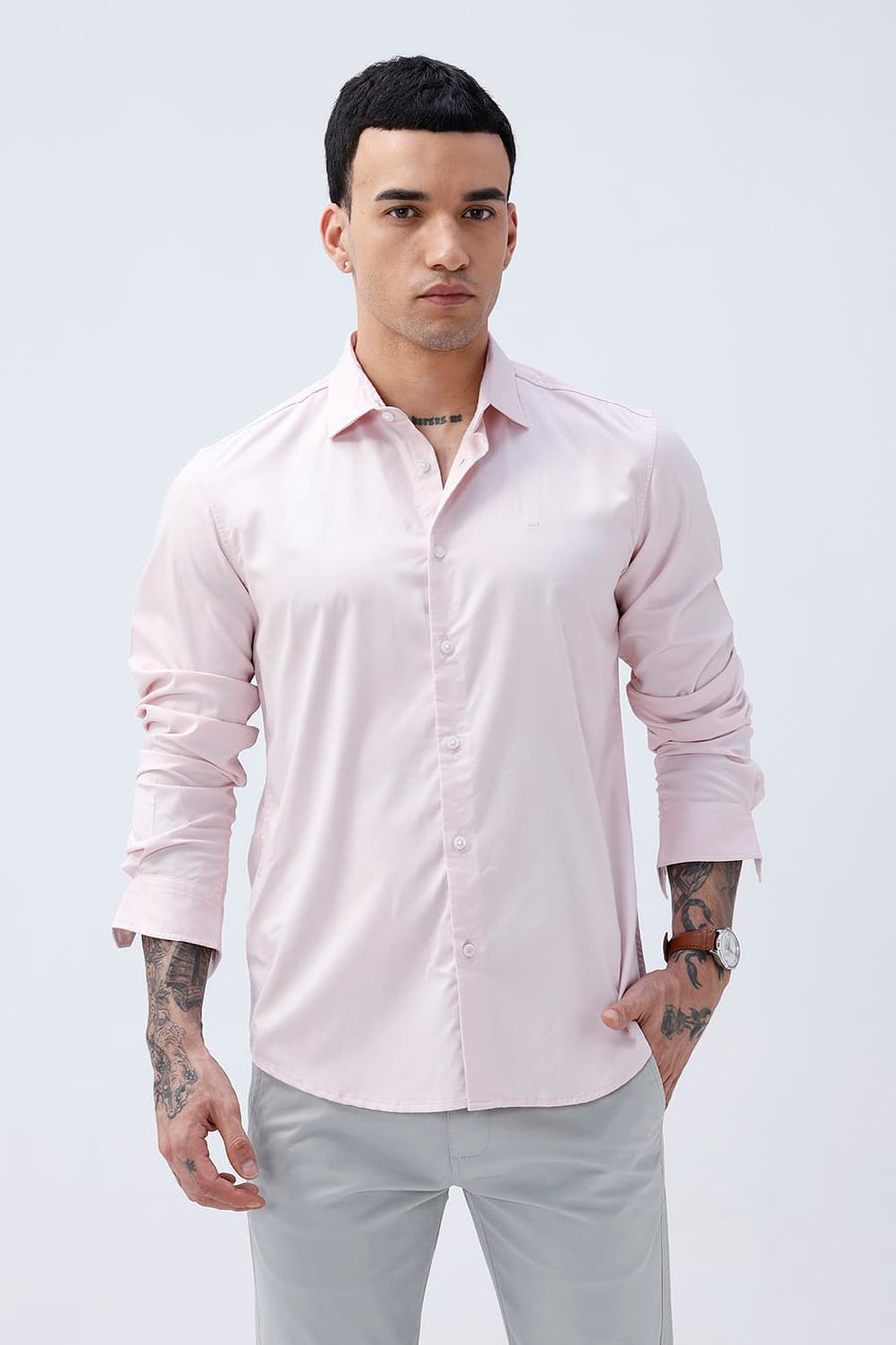 BASICS SLIM FIT  BAMBOO POLYESTER STRETCH SHIRT