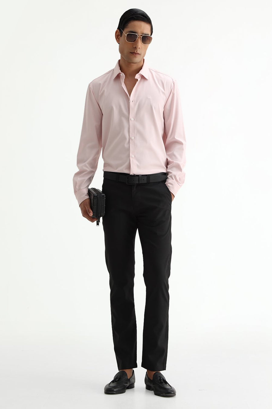 BASICS SLIM FIT  BAMBOO POLYESTER STRETCH SHIRT
