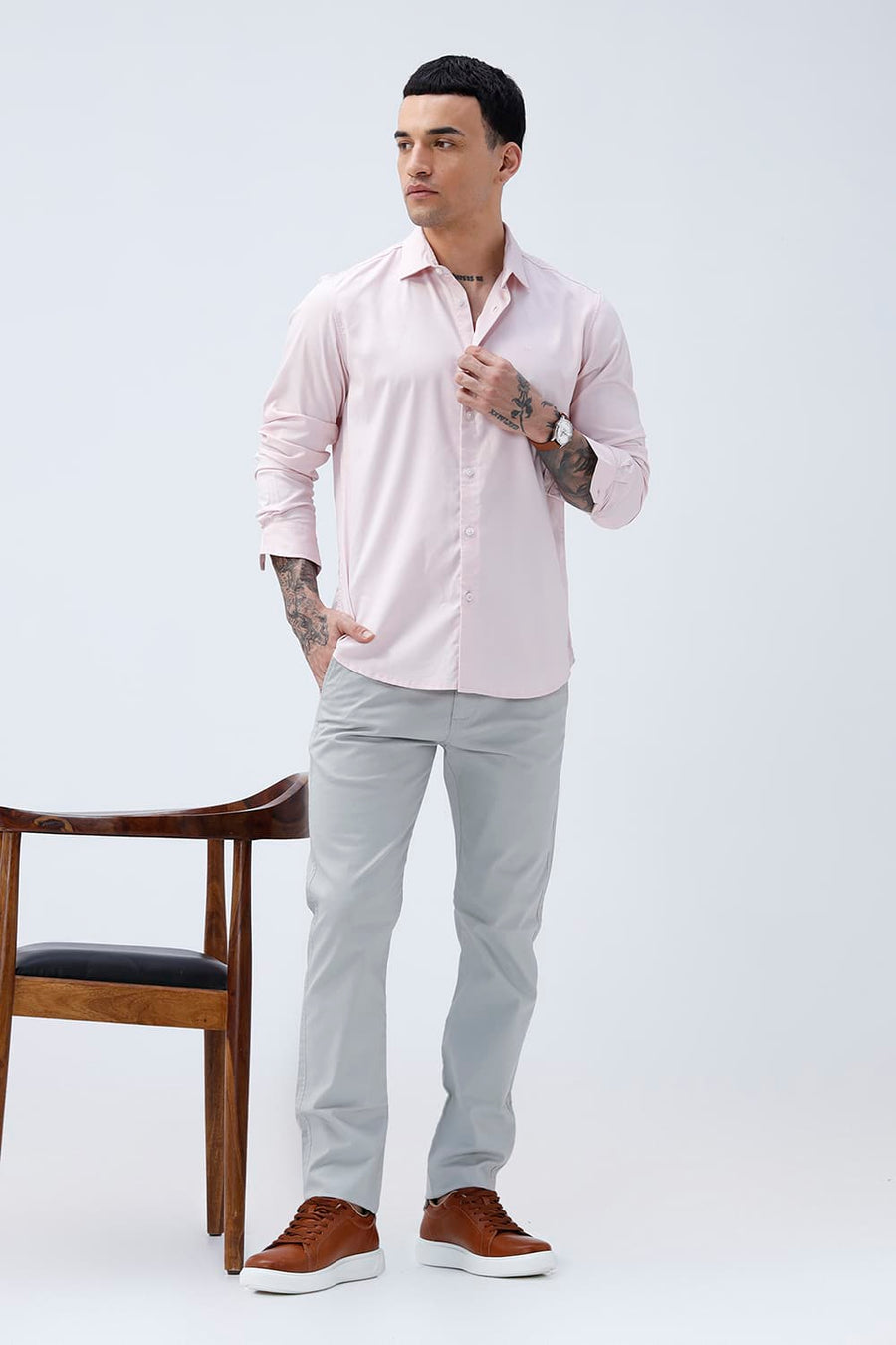 BASICS SLIM FIT  BAMBOO POLYESTER STRETCH SHIRT
