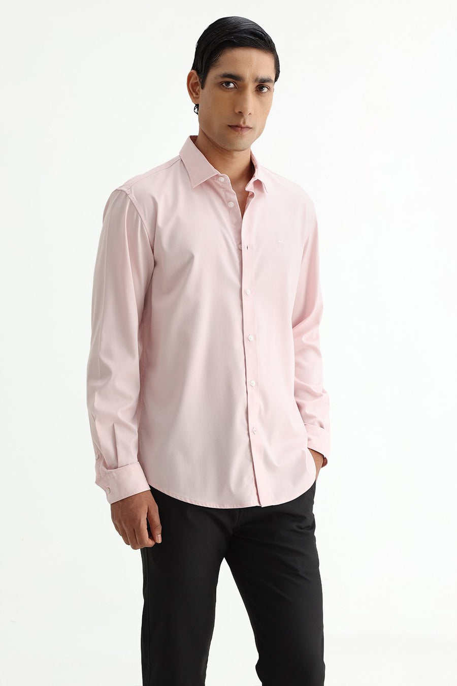 BASICS SLIM FIT  BAMBOO POLYESTER STRETCH SHIRT