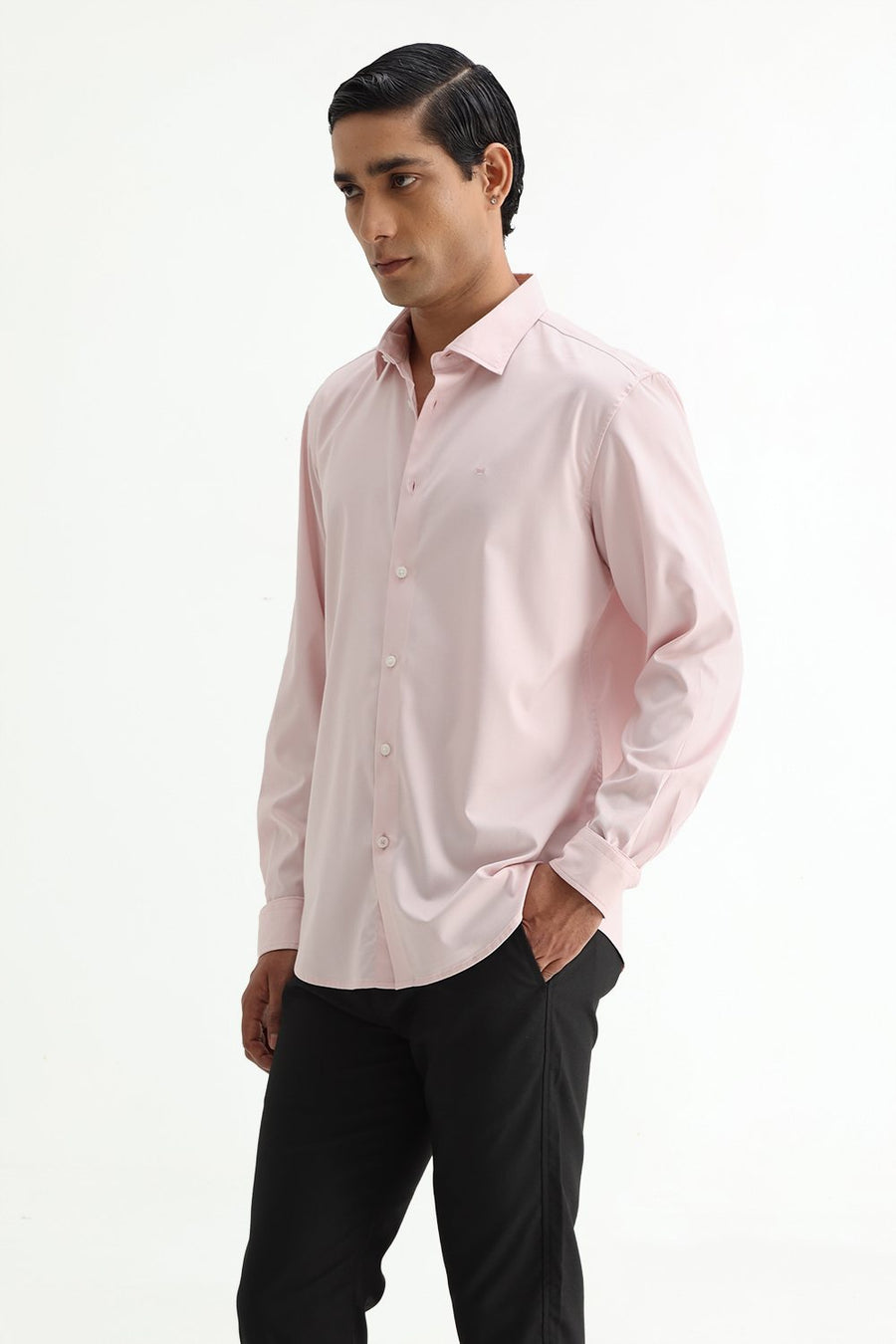BASICS SLIM FIT  BAMBOO POLYESTER STRETCH SHIRT