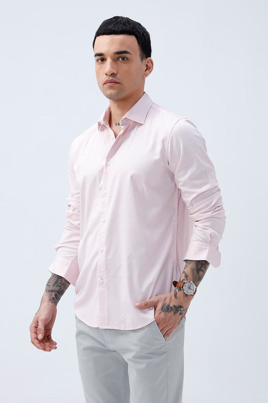 BASICS SLIM FIT  BAMBOO POLYESTER STRETCH SHIRT
