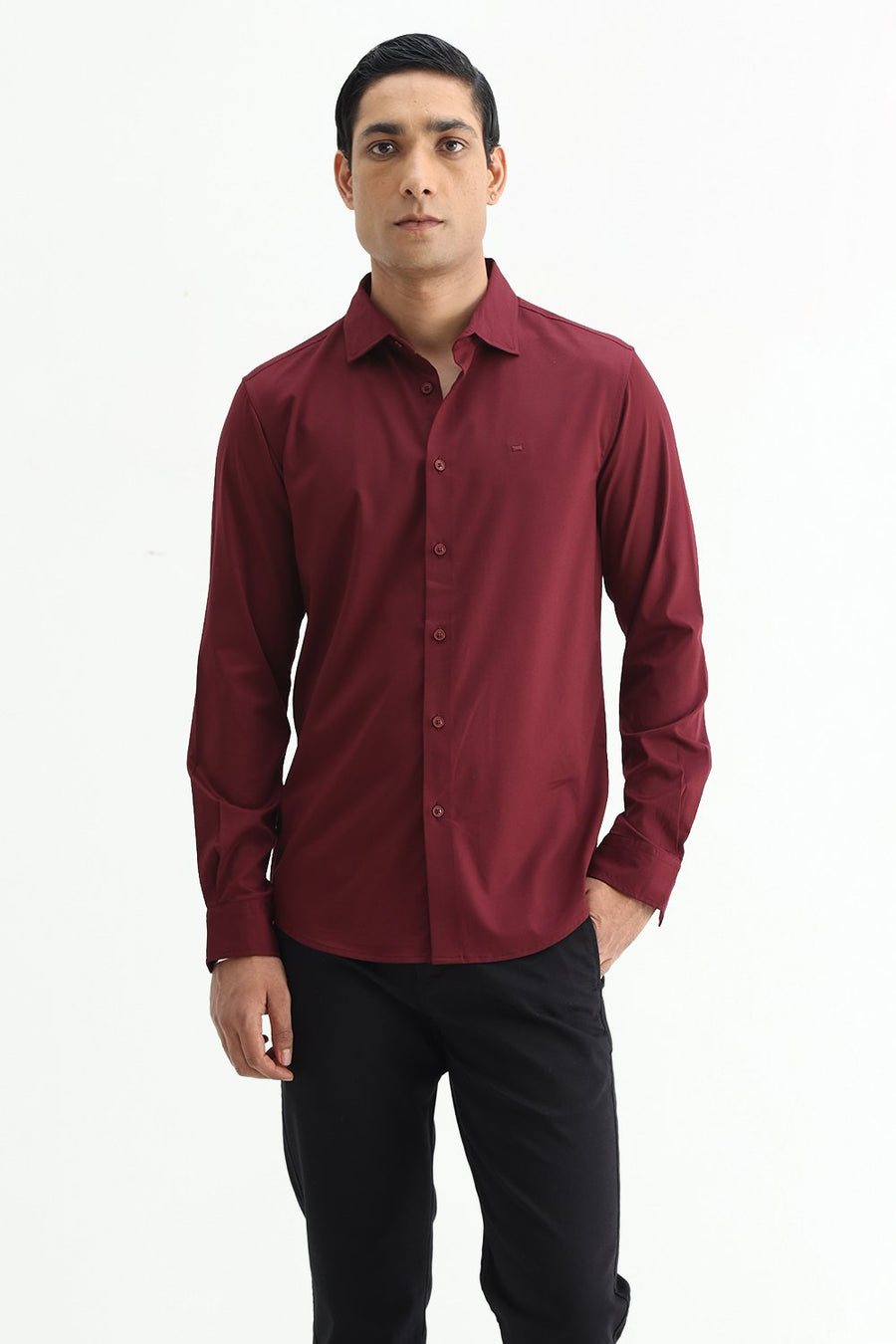 BASICS SLIM FIT  BAMBOO POLYESTER STRETCH SHIRT