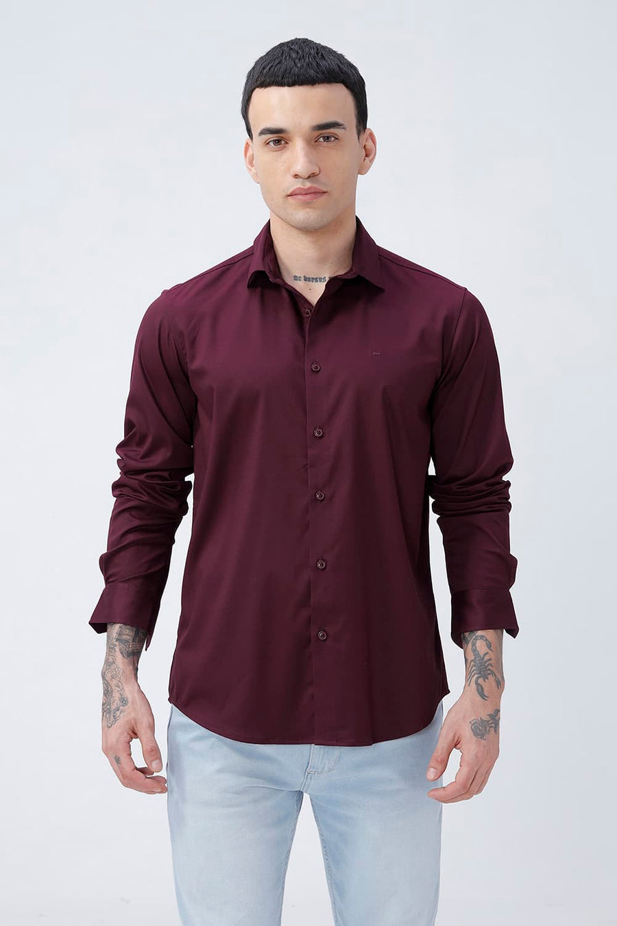 BASICS SLIM FIT  BAMBOO POLYESTER STRETCH SHIRT