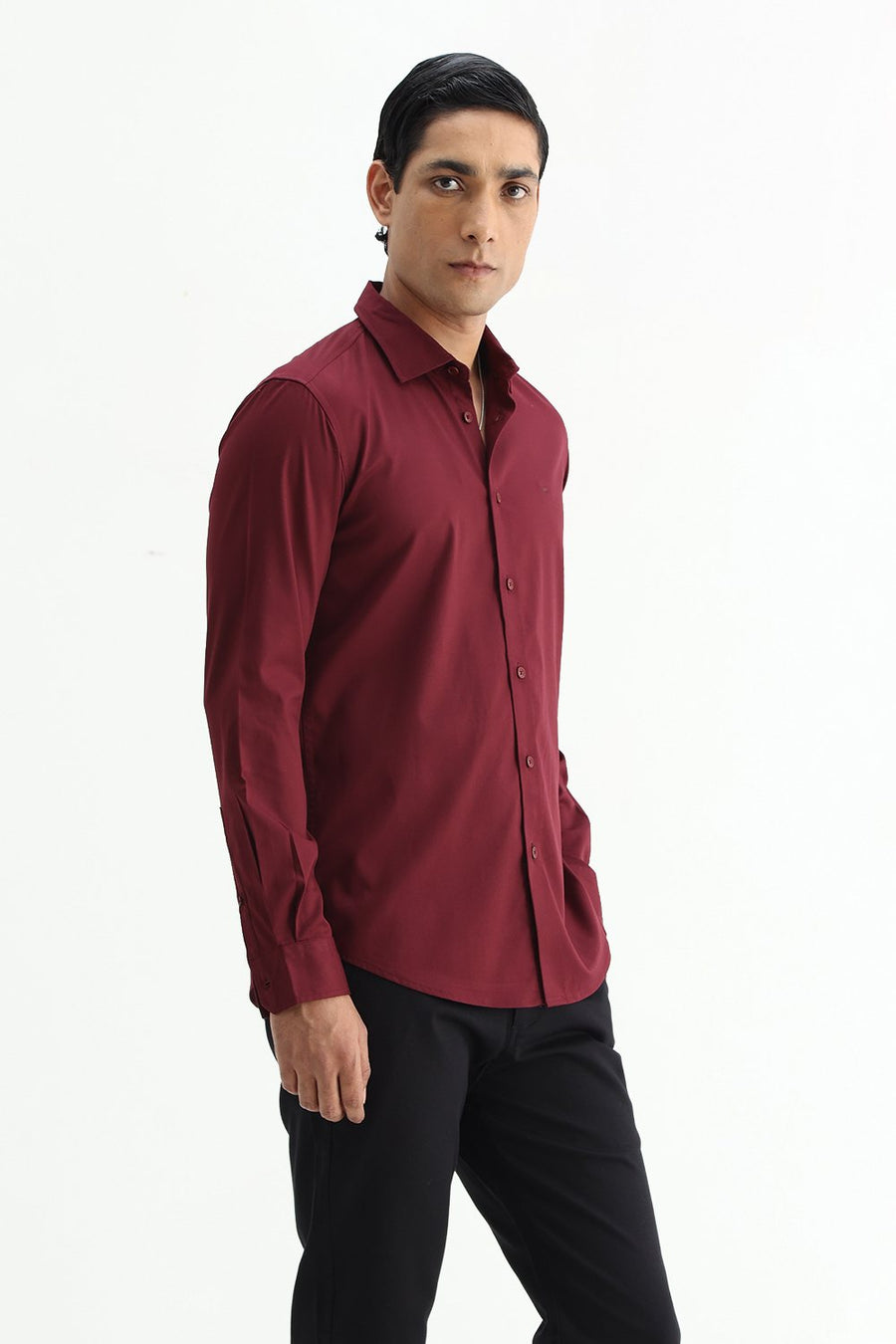 BASICS SLIM FIT  BAMBOO POLYESTER STRETCH SHIRT