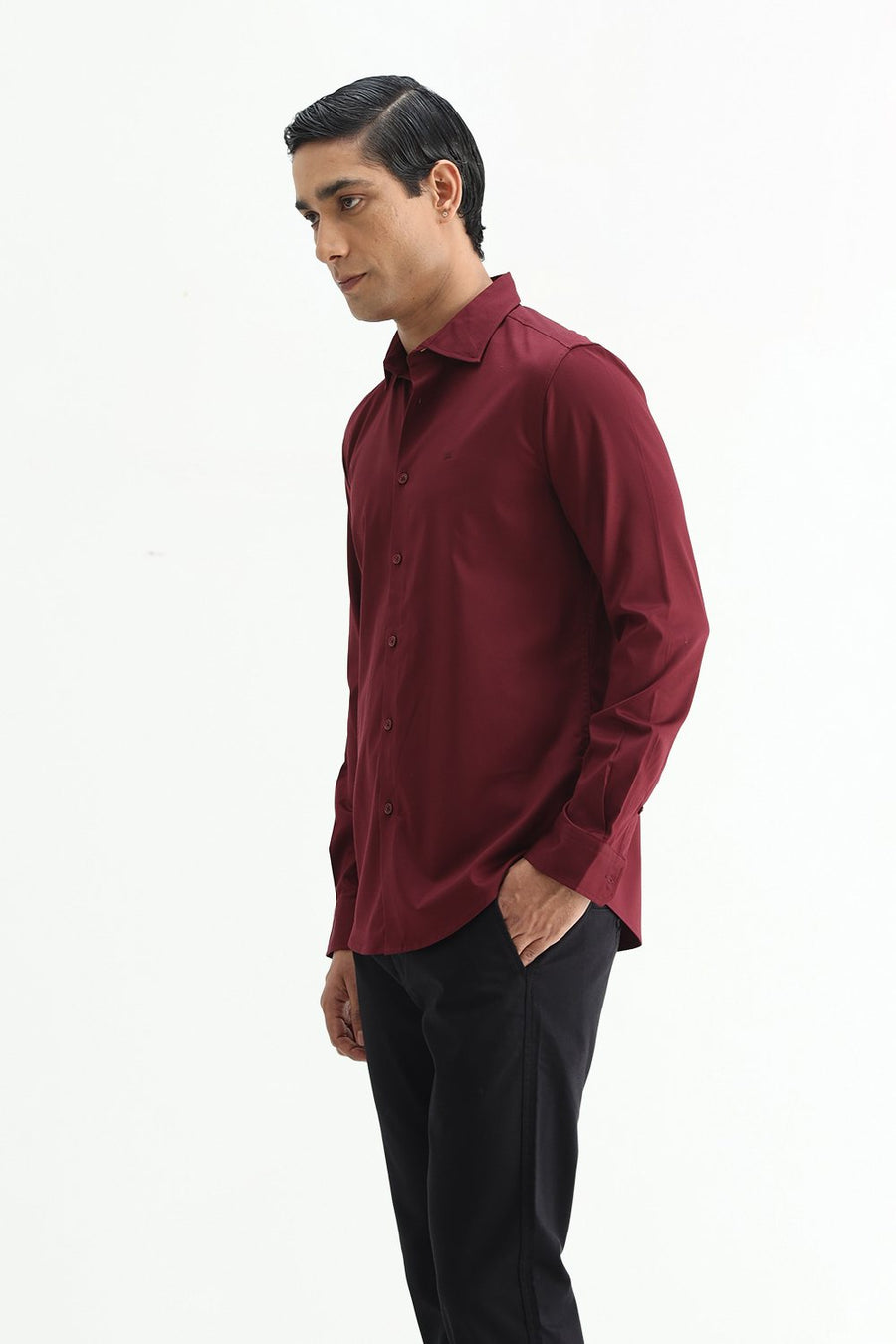 BASICS SLIM FIT  BAMBOO POLYESTER STRETCH SHIRT