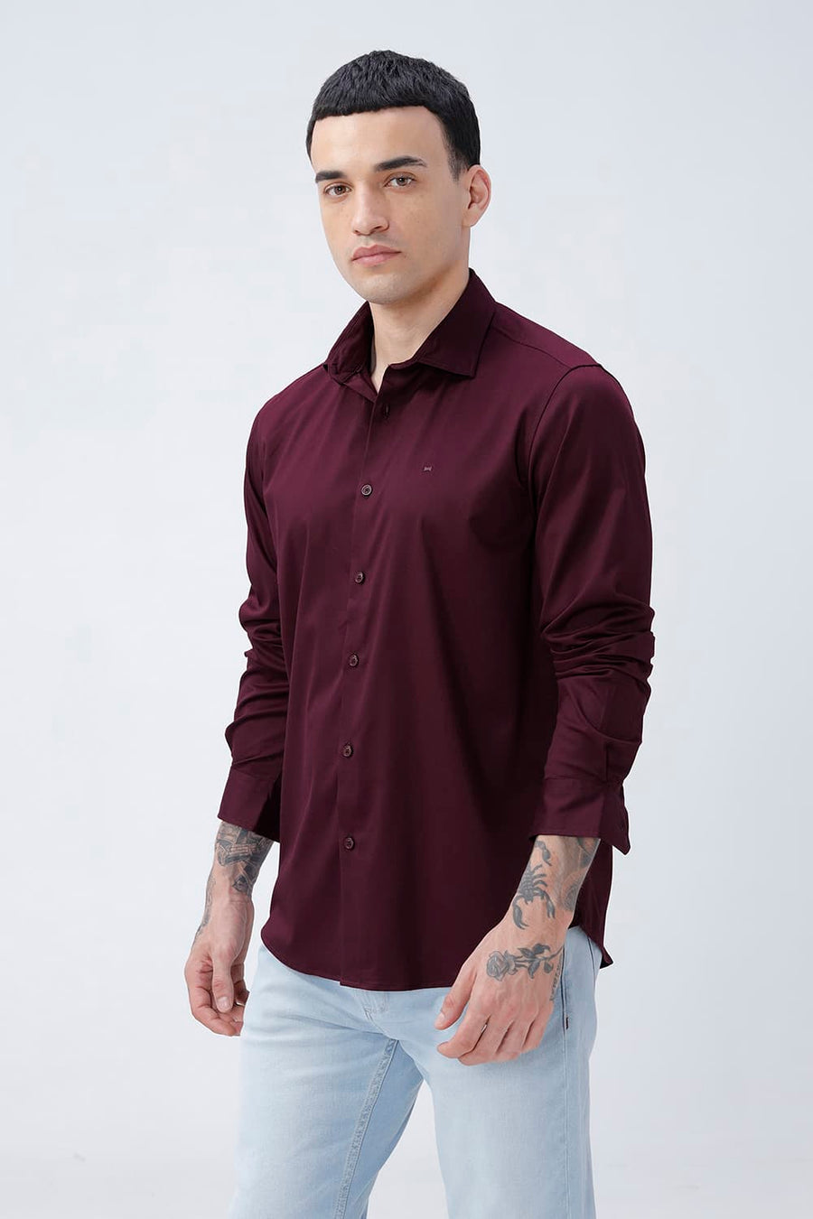 BASICS SLIM FIT  BAMBOO POLYESTER STRETCH SHIRT