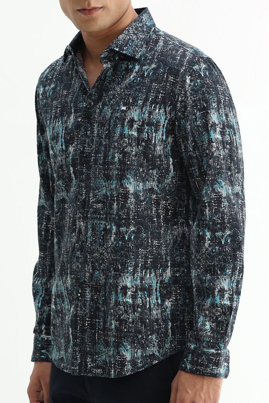 BASICS SLIM FIT  COTTON DIGITAL PRINTED SHIRT
