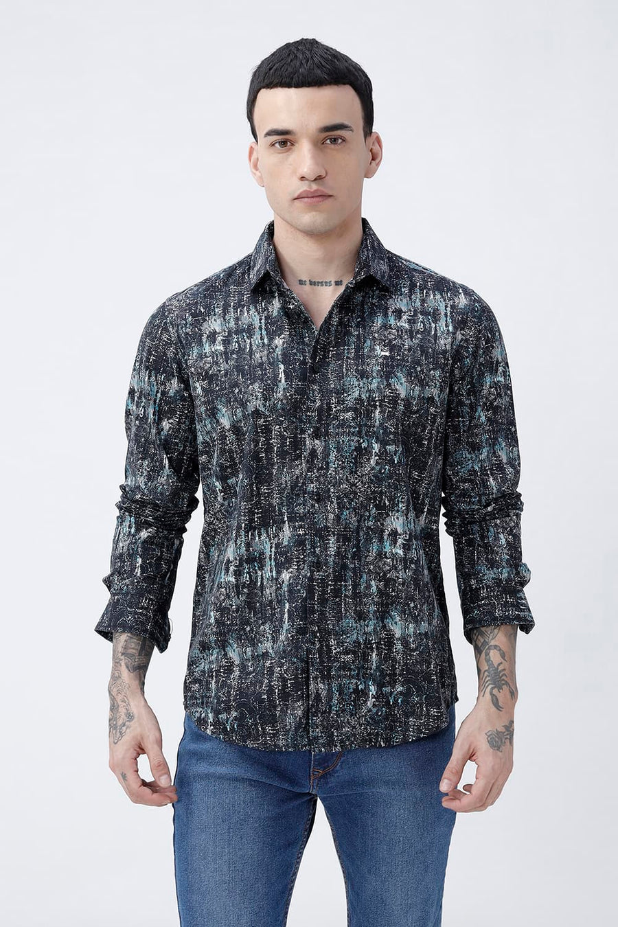 BASICS SLIM FIT  COTTON DIGITAL PRINTED SHIRT