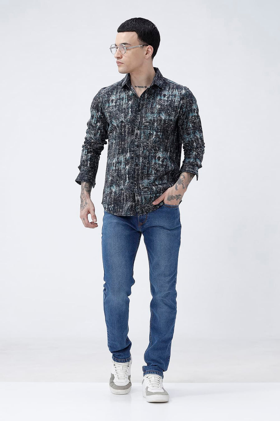 BASICS SLIM FIT  COTTON DIGITAL PRINTED SHIRT