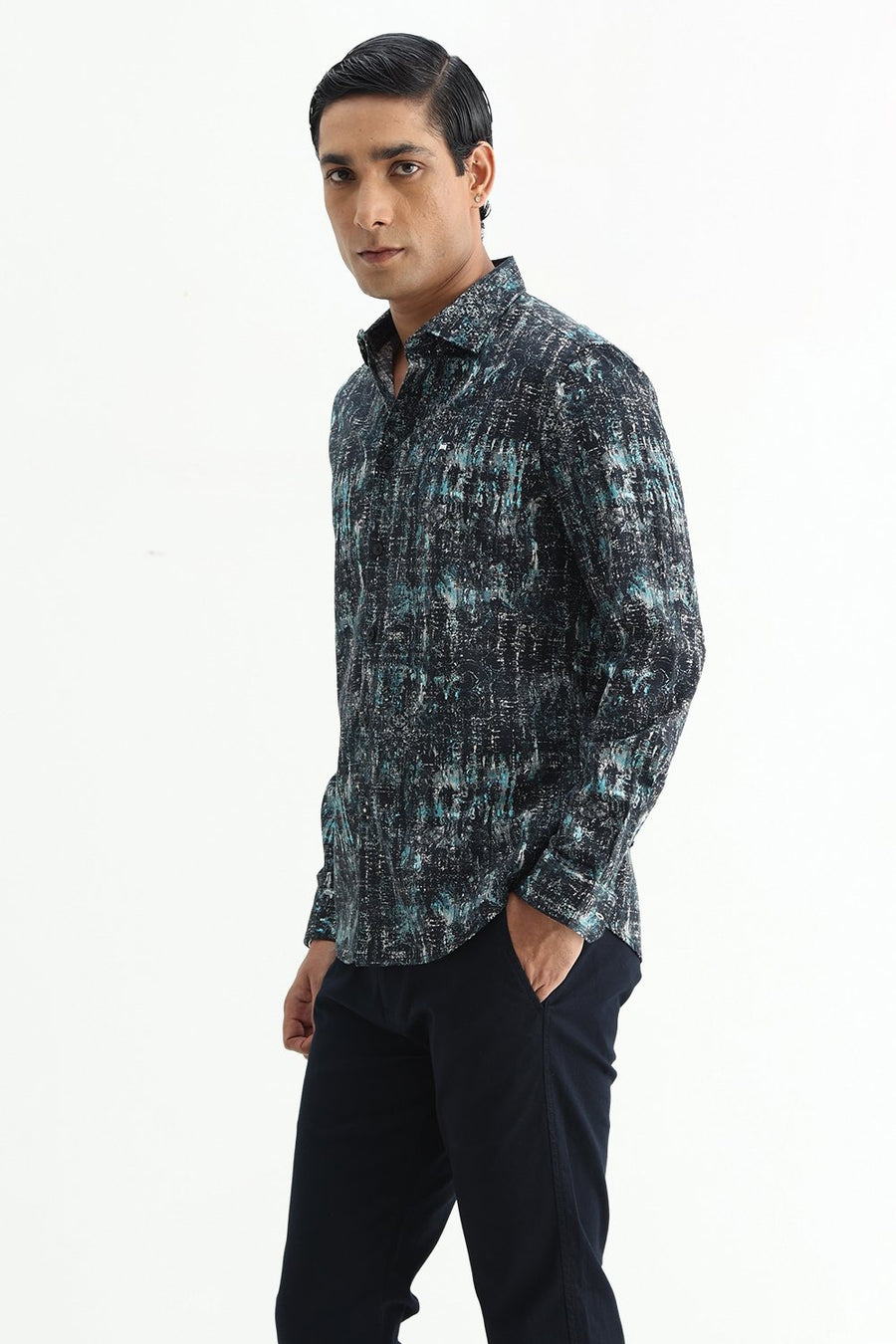 BASICS SLIM FIT  COTTON DIGITAL PRINTED SHIRT