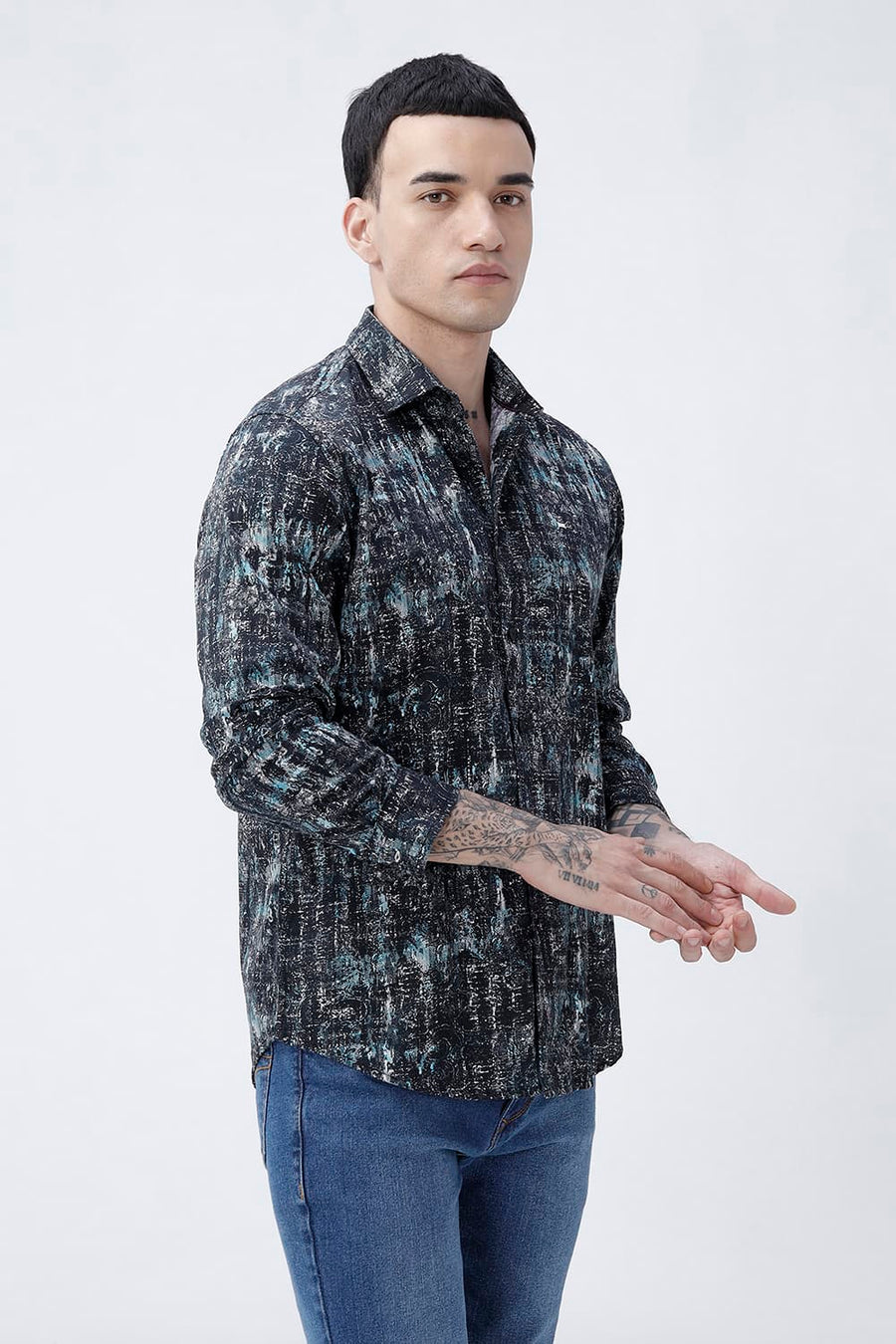 BASICS SLIM FIT  COTTON DIGITAL PRINTED SHIRT