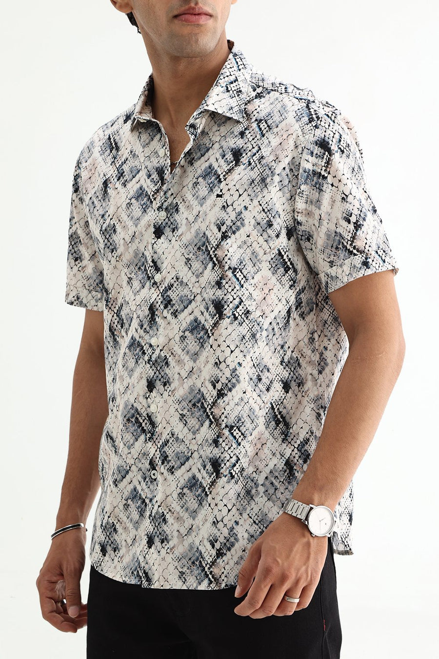 BASICS SLIM FIT  COTTON DIGITAL PRINTED SHIRT