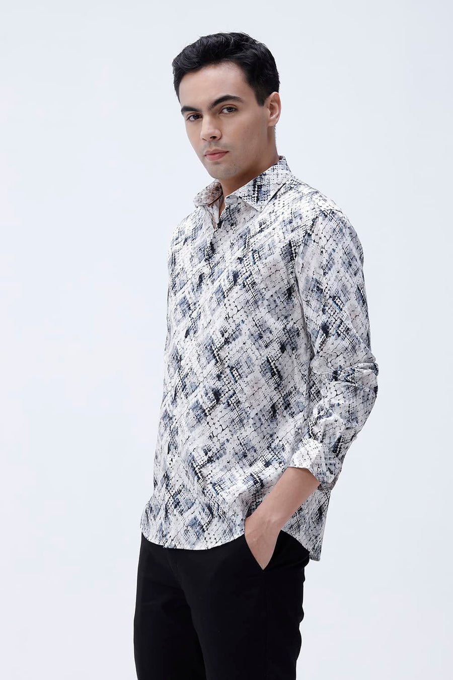 BASICS SLIM FIT  COTTON DIGITAL PRINTED SHIRT