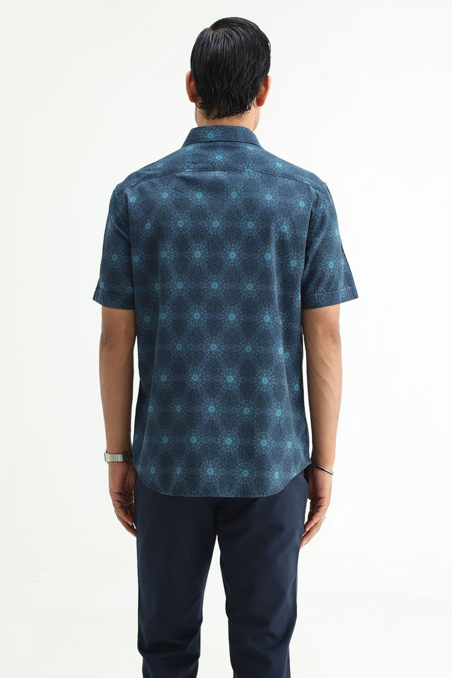 BASICS SLIM FIT  COTTON DIGITAL PRINTED HALFSLEEVES SHIRT