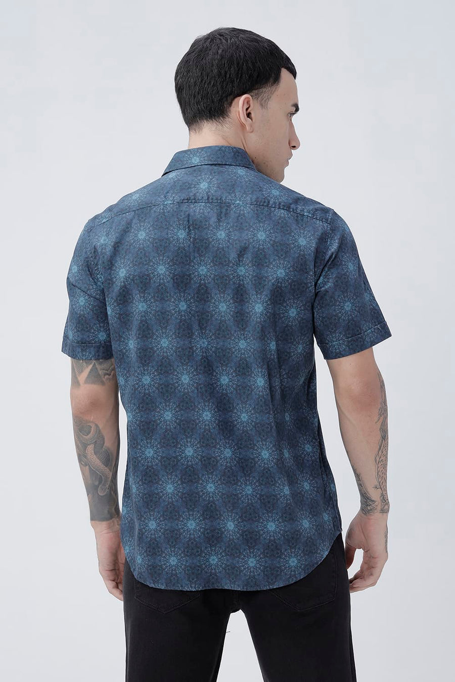 BASICS SLIM FIT  COTTON DIGITAL PRINTED HALFSLEEVES SHIRT