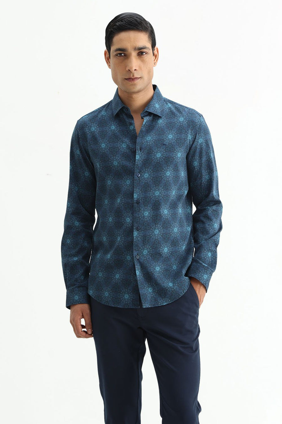 BASICS SLIM FIT  COTTON DIGITAL PRINTED SHIRT