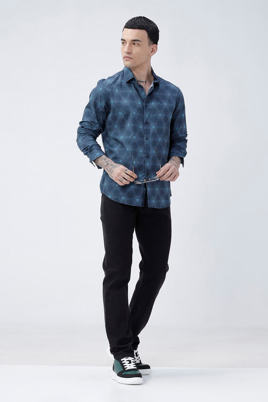 BASICS SLIM FIT  COTTON DIGITAL PRINTED SHIRT