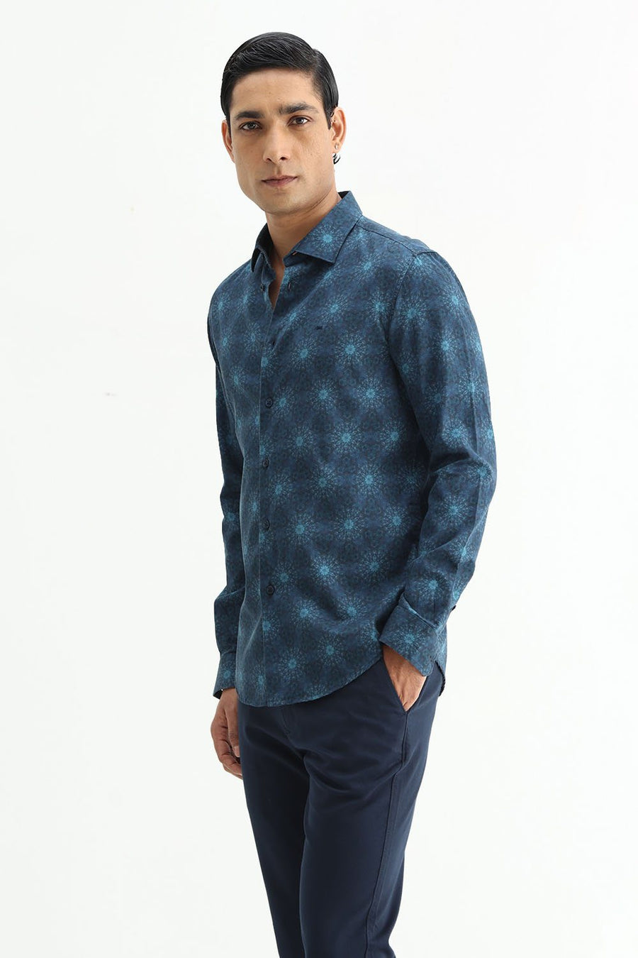 BASICS SLIM FIT  COTTON DIGITAL PRINTED SHIRT