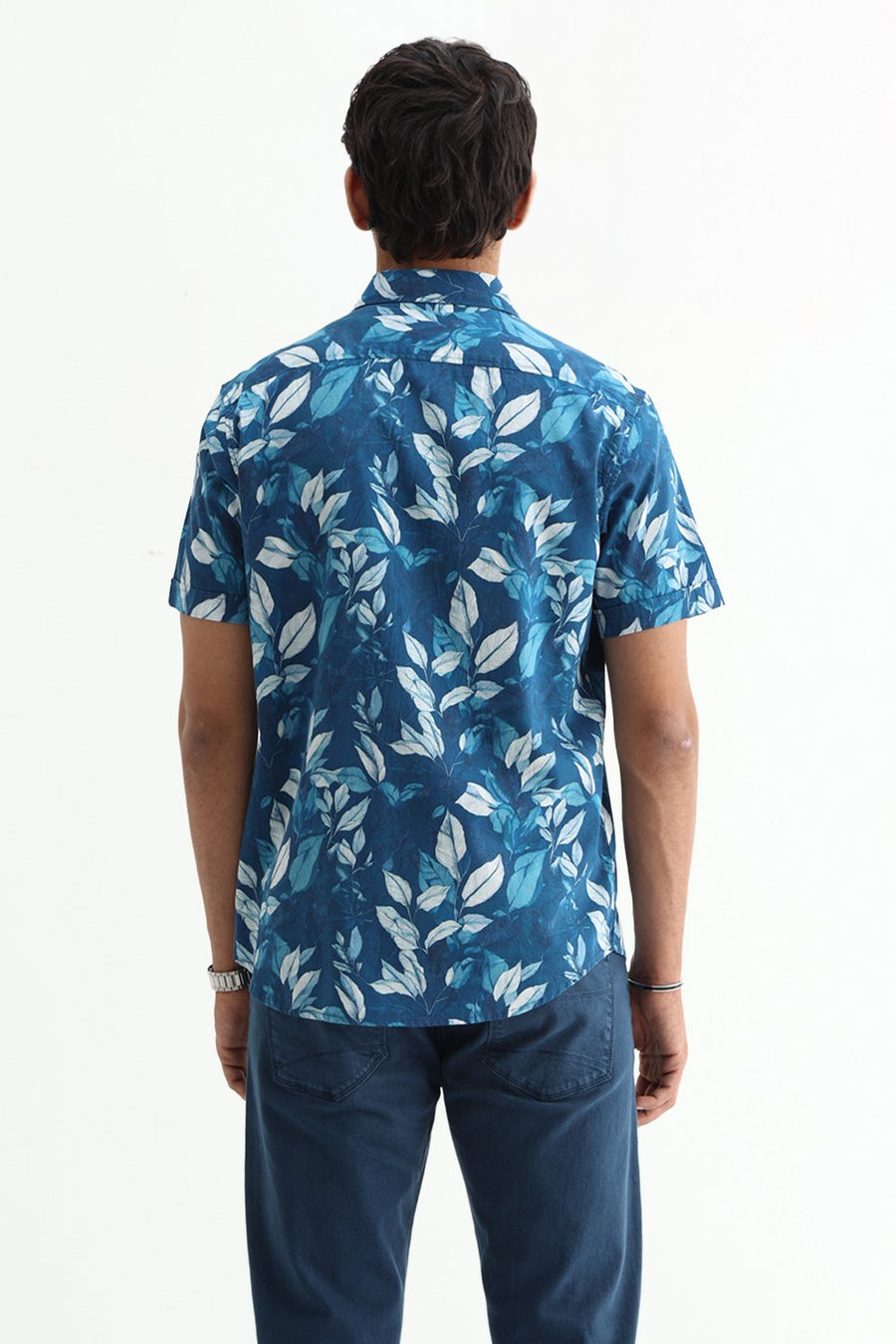 BASICS SLIM FIT  COTTON DIGITAL PRINTED HALFSLEEVES SHIRT