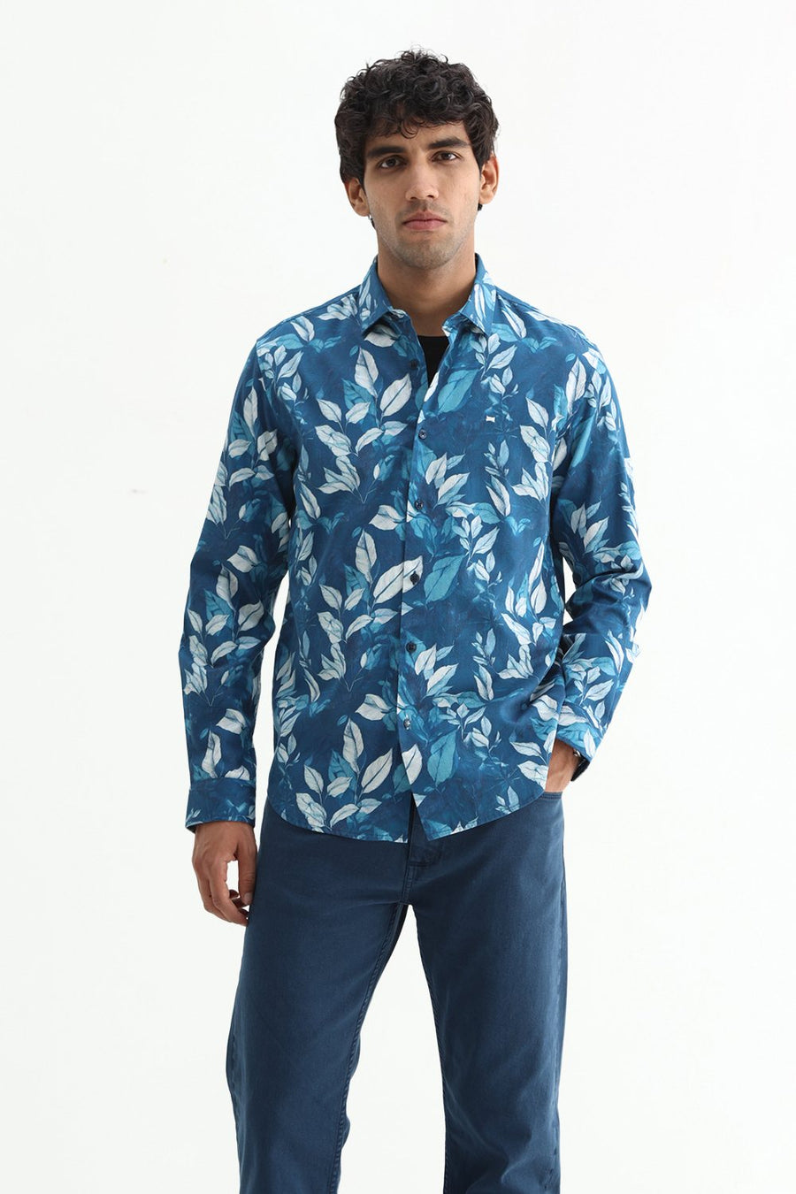 BASICS SLIM FIT  COTTON DIGITAL PRINTED SHIRT
