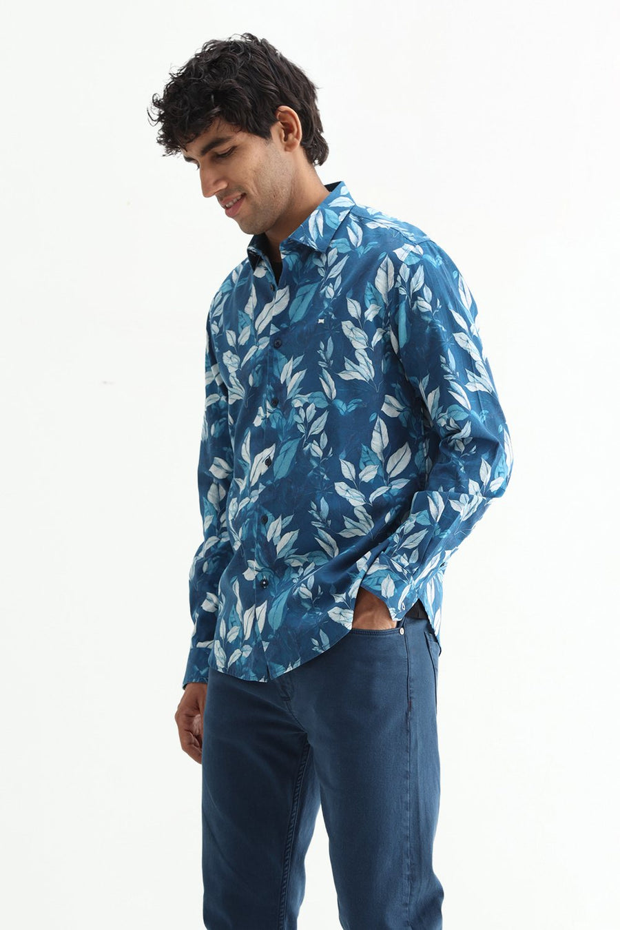 BASICS SLIM FIT  COTTON DIGITAL PRINTED SHIRT