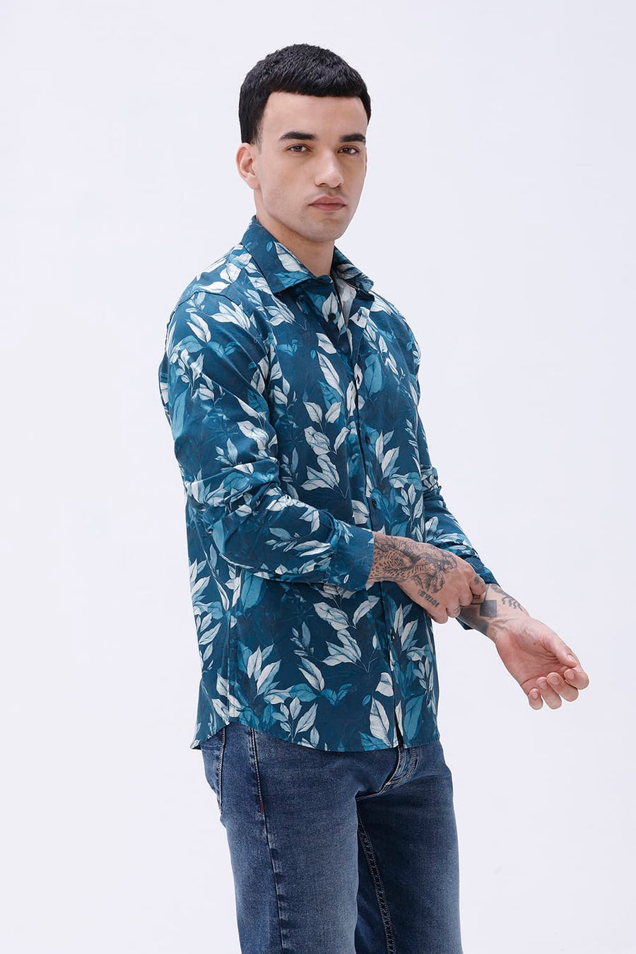 BASICS SLIM FIT  COTTON DIGITAL PRINTED SHIRT
