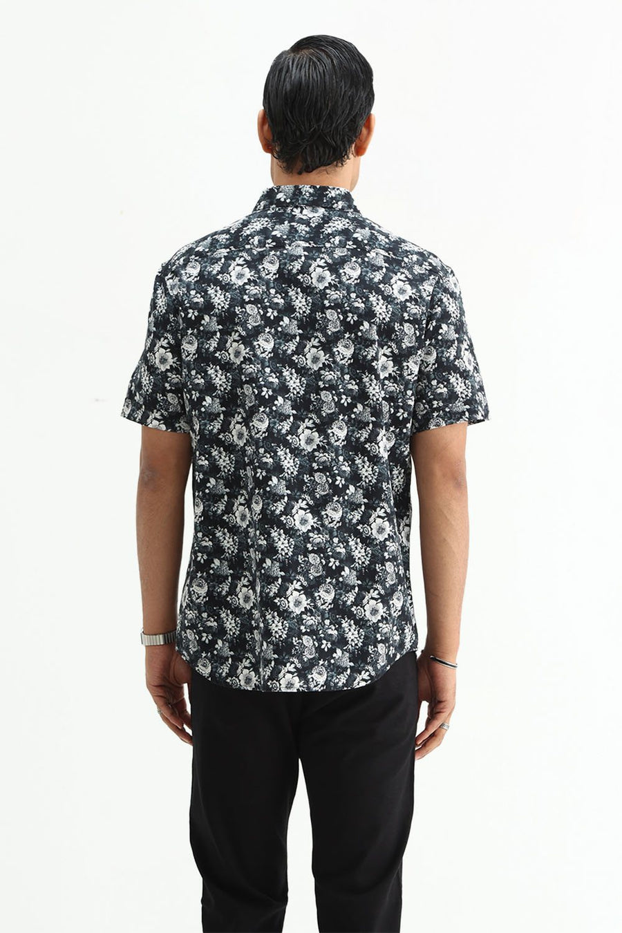 BASICS SLIM FIT  COTTON DIGITAL PRINTED HALFSLEEVES SHIRT