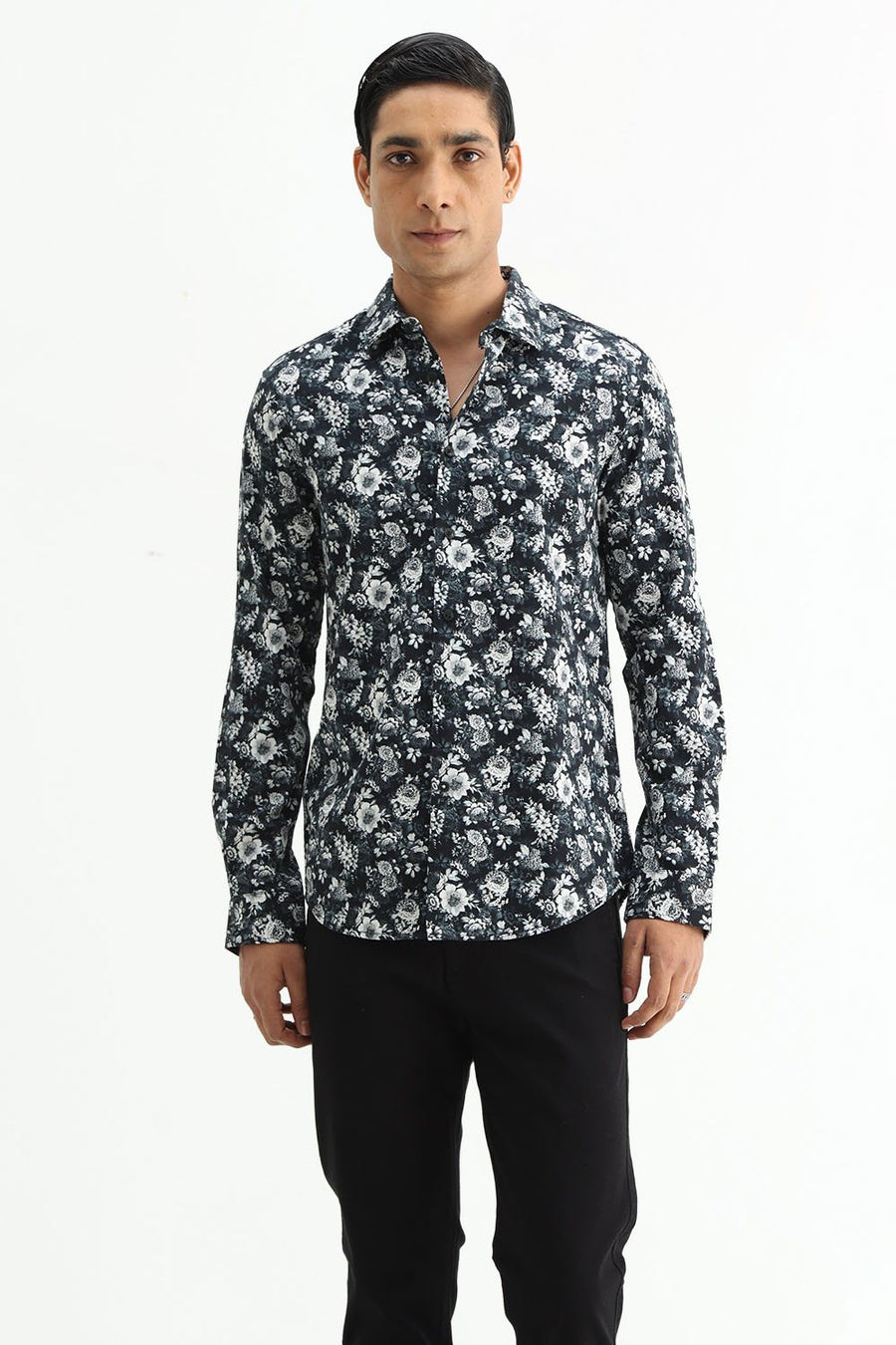 BASICS SLIM FIT  COTTON DIGITAL PRINTED SHIRT