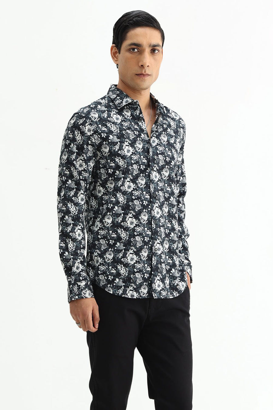 BASICS SLIM FIT  COTTON DIGITAL PRINTED SHIRT