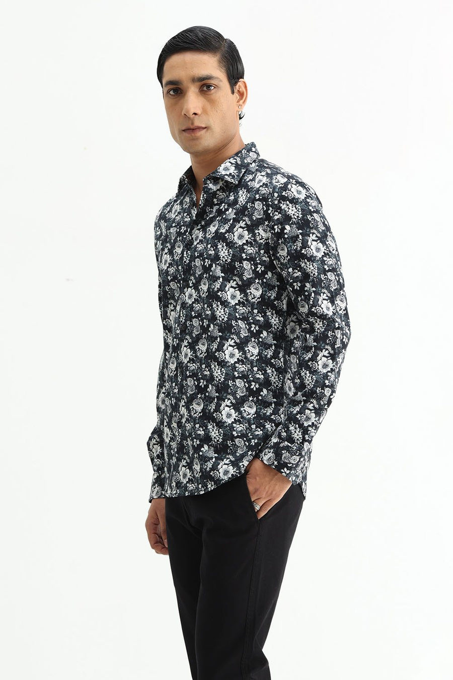 BASICS SLIM FIT  COTTON DIGITAL PRINTED SHIRT