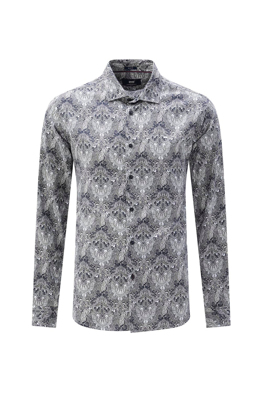 BASICS SLIM FIT BUTTERNUT BROWN COTTON DIGITAL PRINTED SHIRT